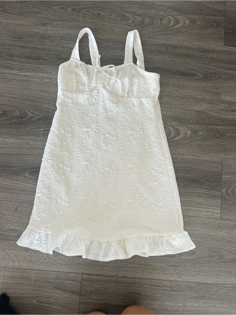 PacSun White Floral Eyelet Sundress with Ruffle Hem